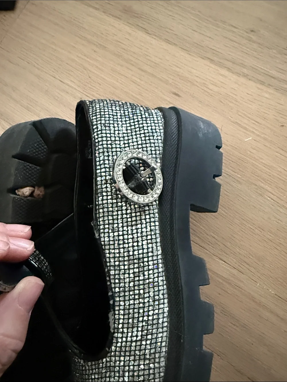Steve Madden Kids Metallic Silver T-Strap Mary Jane Shoes